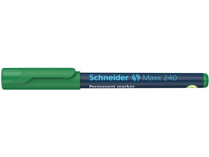 Permanentný popisovač, 1- 2 mm, kužeľový hrot, SCHNEIDER "240", zelený