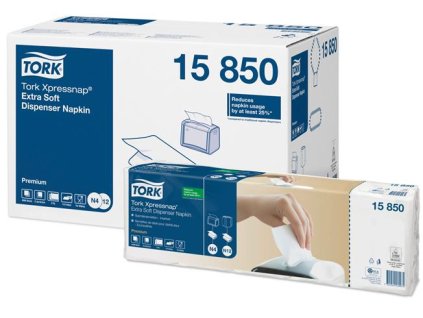 Servítka do zásobníka, 2-vrstvová, 21,3x16,5 cm, N4 systém, Premium, TORK "Xpressnap® Extra Soft", biela