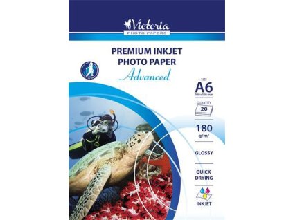Fotopapier, pre atramentovú tlač, A6, 180 g, lesklý, VICTORIA PAPER "Advanced"