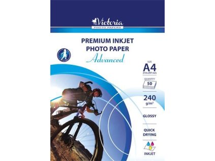 Fotopapier, pre atramentovú tlač, A4, 240 g, lesklý, VICTORIA PAPER "Advanced"