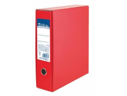 Pákový šanón s obalom, 75 mm, A4, kartón, VICTORIA OFFICE, červený