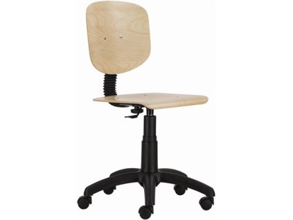Pracovná stolička, plynový piest, s operadlom, drevená, "1030 Nor", buk