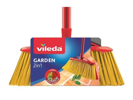 Metla, exteriérová, s rukoväťou, VILEDA "2in1 Garden"