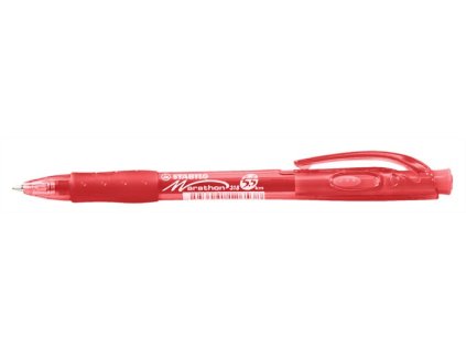 Guľôčkové pero, 0,4 mm, stláčací mechanizmus, STABILO "Marathon", červené