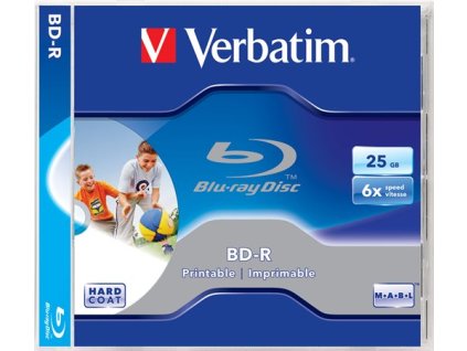BD-R Blu-Ray disk, potlačiteľný, 25GB, 6x, 1 ks, klasický obal, VERBATIM