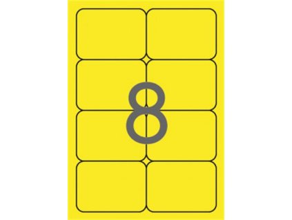 Etikety, 99,1x67,7 mm, farebné, zaoblené rohy, APLI, neónové žlté, 160 etikiet/bal