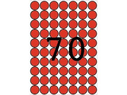 Etikety, okrúhle, priemer: 19 mm, farebné, na liste formátu A5, APLI, červené, 560 etikiet/bal