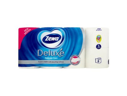 Toaletný papier, 3-vrstvový, malý kotúč, 8 kotúčov, ZEWA "Deluxe", biela