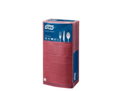 Servítky, 1/4 sklad, 2-vrstvové, 32x32 cm,  Advanced, TORK "Lunch", bordová
