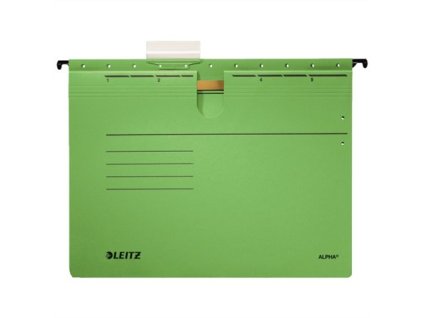 Závesná zakladacia doska, s rýchloviazacím mechanizmom, kartón, A4, LEITZ "Alpha", zelená
