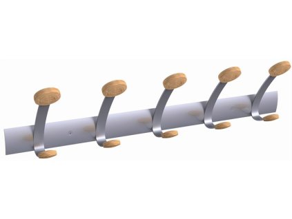 Vešiaky, nástenné, kovové, 5 ks, ALBA, strieborné