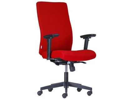 Kancelárska stolička, čalúnená, čierny podstavec, "BOSTON", červená