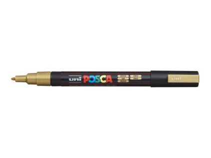 Dekoračný popisovač, 0,9-1,3 mm, UNI "Posca PC-3M", zlatý