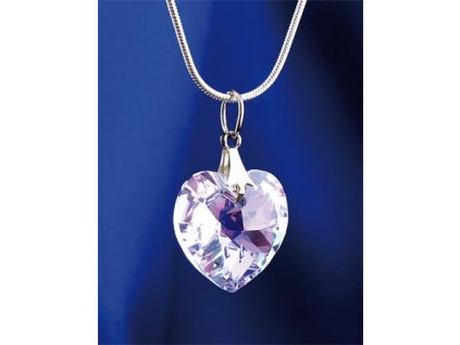 Retiazka, prívesok v tvare srdiečka, s bielym opálovým krištáľom SWAROVSKI®, 18 mm, ART CRYSTELLA®