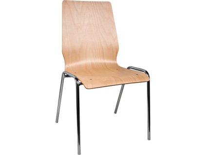 Konferenčná stolička, drevené sedadlo, chrómový podstavec, "1158 LC"
