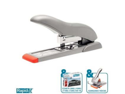 Zošívačka, veľkokapcitná, 9/8, 9/10, 70 listov, RAPID "HD70 Fashion", strieborná/oranžová