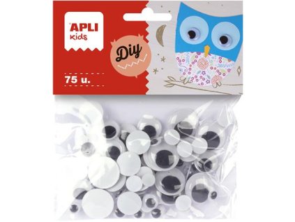 Pohyblivé očká, okrúhle, APLI "Creative", čierno-biela