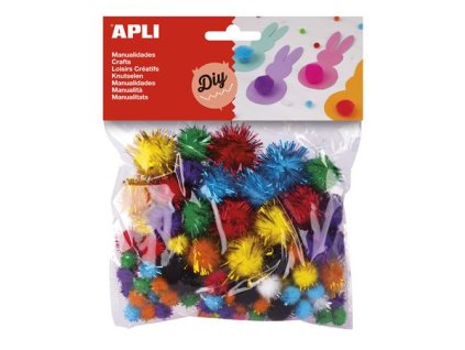 Pompom, lesklý, APLI "Creative", mix farieb