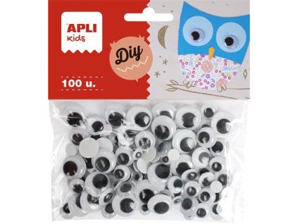 Samolepiace pohyblivé očká, okrúhle, APLI "Creative", čierne-biele