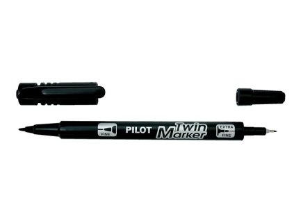 Permanentný popisovač, 0,8/2 mm, obojstranný,  PILOT "Twin", čierny