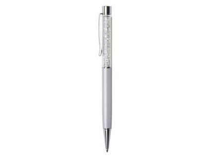 Guľôčkové pero, s bielym krištáľom SWAROVSKI®, 14 cm, ART CRYSTELLA, krémovo biela
