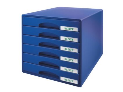 Box na dokumenty, plastový, 6 zásuviek, LEITZ "Plus", modrý