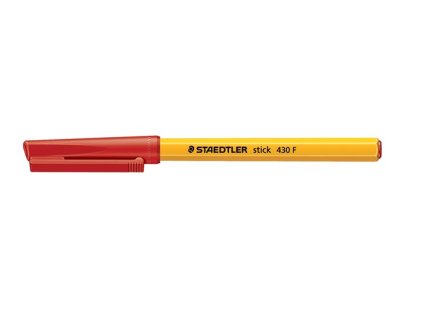 Guľôčkové pero, 0,3 mm, s vrchnákom, STAEDTLER "Stick 430 F", červené