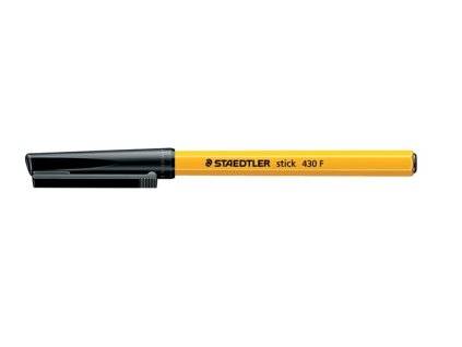 Guľôčkové pero, 0,3 mm, s vrchnákom, STAEDTLER "Stick 430 F", čierne