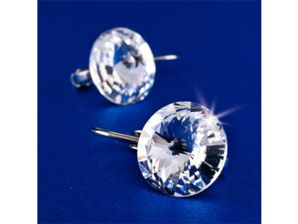 Náušnice, s francúzskym zapínaním "MADE WITH SWAROVSKI ELEMENTS", prírodne biele, 12 mm