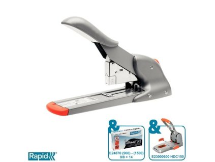 Zošívačka, veľkokapacitná, 9/8-14, 110 listov, RAPID "HD110", strieborná/oranžová