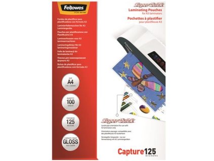 Laminovacia fólia, 125 mikr., A4, SuperQuick, lesklá, 100 ks, FELLOWES