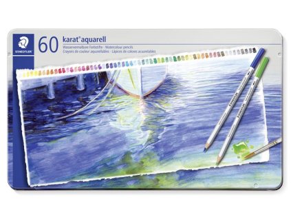Akvarelové ceruzky, sada, šesťhranné, plechová krabička, STAEDTLER "Karat® aquarell 125", 60 rôznych farieb