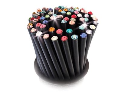 Ceruzky, v stojane, s rôznofarebnými krištáľmi, "MADE WITH SWAROVSKI ELEMENTS", 50 ks/bal