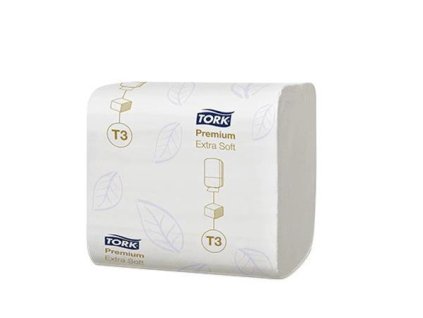 Toaletný papier, T3 systém, 2-vrstvový, Premium, TORK "Extra Soft Folded", biela
