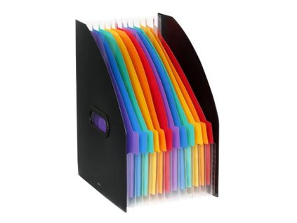 Zakladač, harmonikový, PP, 12 diely, VIQUEL, "Rainbow Class", čierny