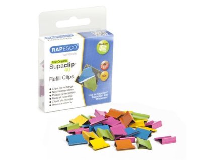 Klip na dokumenty, RAPESCO, "Supaclip40", mix farieb