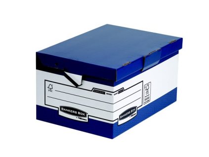 Archívny kontajner, kartónový, ergonomický úchyt, otváranie veka nahor, "BANKERS BOX® by FELLOWES®", modrý