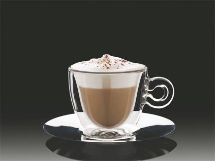 Šálka na cappuccino, nerezová podšálka, dvojité sklo, 16,5 cl, 2 ks, "Thermo"