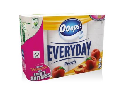 Toaletný papier, 3-vrstvový, malý kotúč, 24 kotúčov, OOOPS "Everyday"