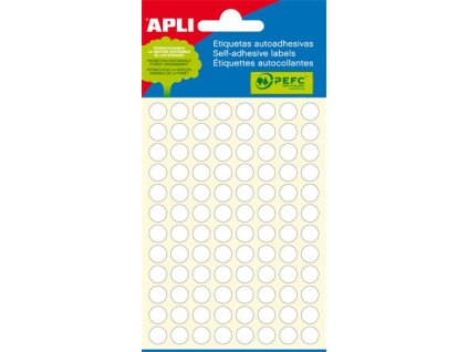 Etikety, 8 mm okrúhle, ručne popisovateľné, biele, APLI, 480 etikiet/bal