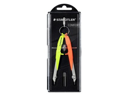 Kružidlo, sada, precízne, 2-dielna, STAEDTLER "Mars Comfort 556", neon žltá/oranžová