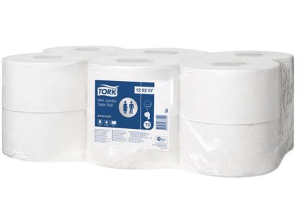 Toaletný papier, T2 systém, 2-vrstvový,  priemer: 19,5 cm, Advanced "Mini Jumbo", biela