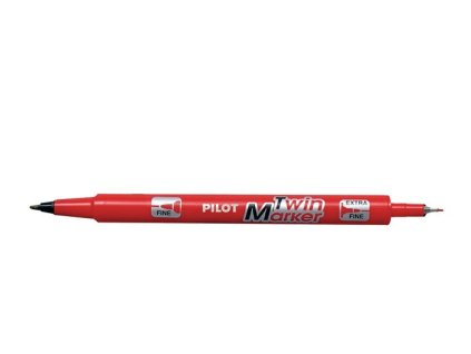 Permanentný popisovač,  0,8/2 mm, obojstranný, PILOT "Twin", červený