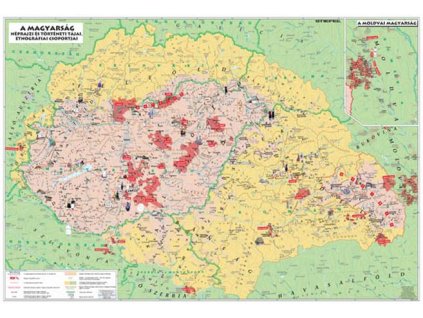 Podložka na stôl, obojstranná, STIEFEL  "Magyarország néprajzi térkép/Maďarská etnografická mapa" - výrobok v MJ