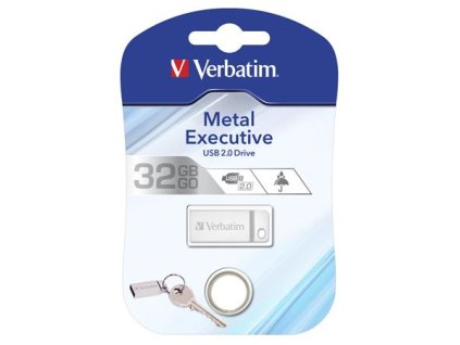 USB kľúč, 32GB, USB 2.0,  VERBATIM "Executive Metal", strieborná