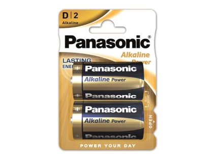 Batéria, D, veľkokapcitná, 2 ks, PANASONIC "Alkaline power"
