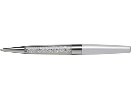 Guľôčkové pero, Crystals from SWAROVSKI®, krémovo biele, s bielymi krištáľmi v dolnej časti, 13,5cm, ART CRYSTELLA