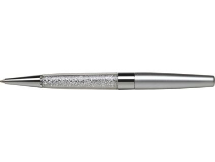 Guľôčkové pero, Crystals from SWAROVSKI®, strieborné, s bielymi krištáľmi v dolnej časti, 14 cm, ART CRYSTELLA