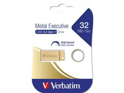USB kľúč, 32GB, USB 3.2,  VERBATIM "Executive Metal", zlatá