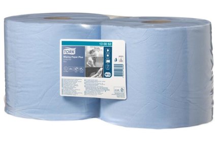 Papierová utierka, v kotúči, priemer: 26 cm, W1/W2 systém, 2-vrstvová, TORK "Plus", modrá